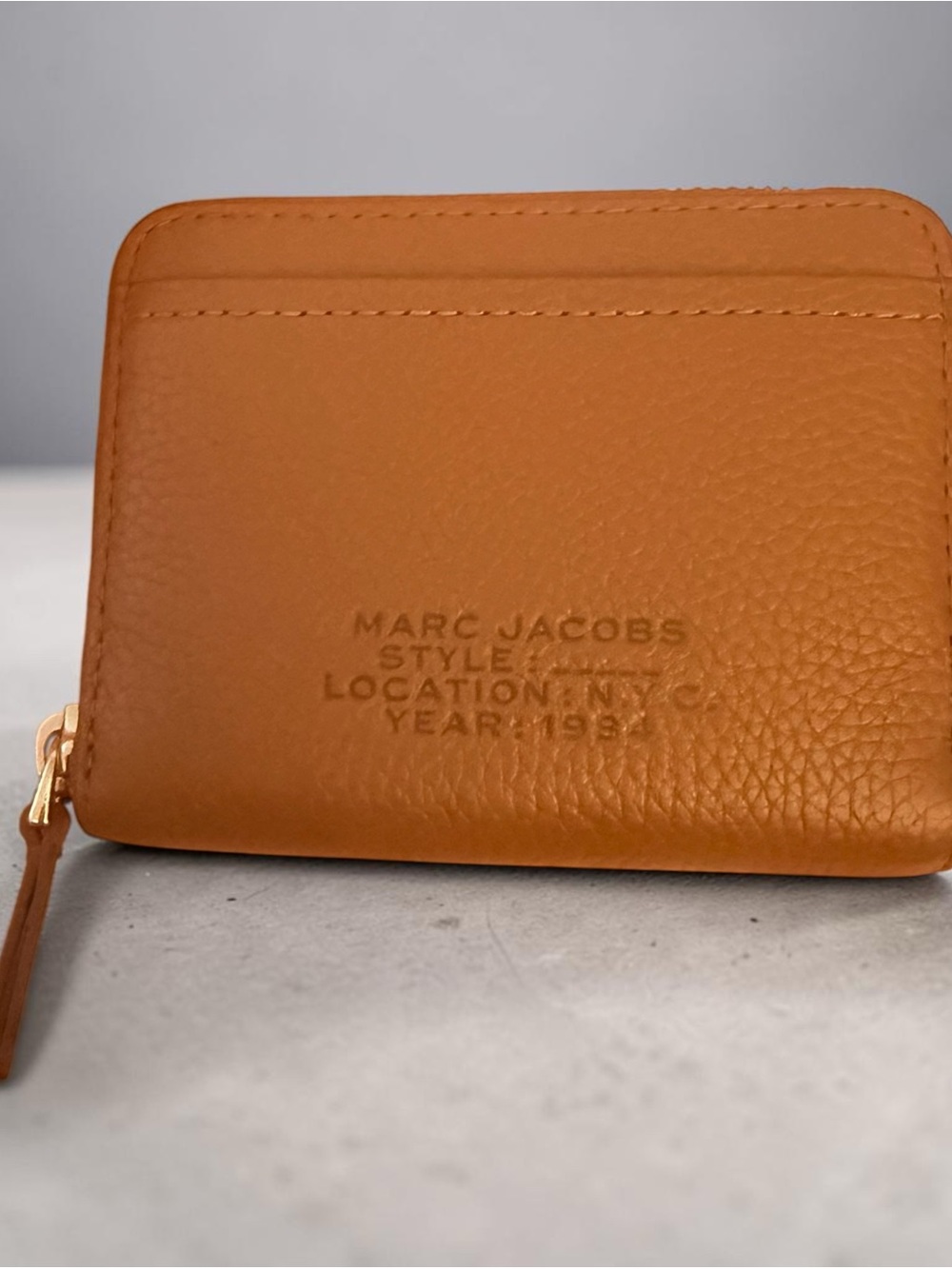 Marc Jacobs Cognac Leather Zip Card Holder
